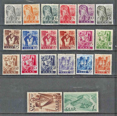 Saar – 1947 Full Set – Mi# 206-225 – 20 Stamps All are Mint Never Hinged **