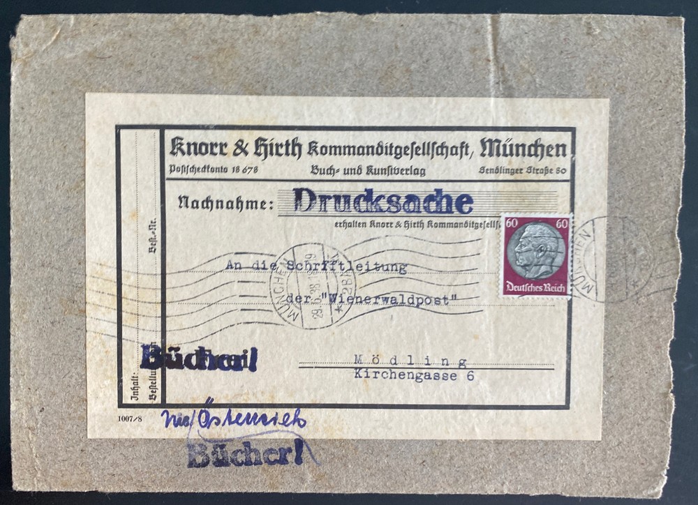 1938 Munich Germany Commercial Parcel Label cover To Modling