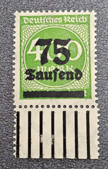Stamp Germany Reich FREIMARKE 75 000 Mark 1923 Mi. Nr. 287 [🇩🇪37416]