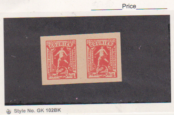 Germany Courier Private Post Bergedorf Stamp Imperf Pair 2 pf in Carmine MNH