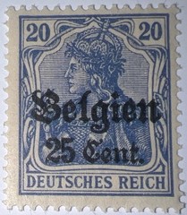 Travelstamps: Germany Offices in Belgium Stamps 25c on 20pf Mint MOGH Wmk