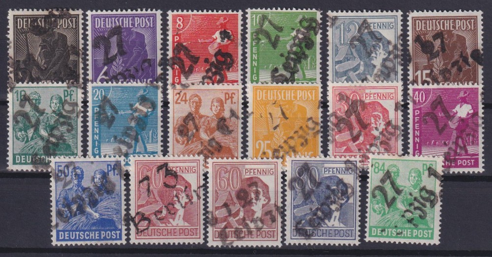 SBZ District Postage Stamp Set Mi Nr. 166-181 + 179 Mint 1948