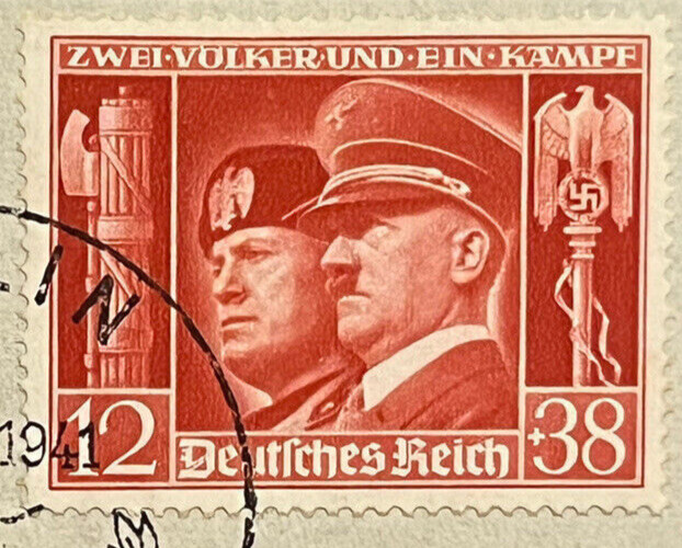 WW2 German Third Reich NSDAP Nazi Adolf Hitler with Mussolini Stamp 1941