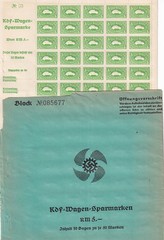 Stamp Germany Revenue KDF – PAD of 10 Full Sheets WWII 3rd Reich Volkswagen MNH