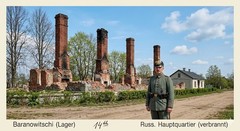 WWI Feldpost Postcard 1916 Baranovichi Belarus to Potsdam German Ruin Stavka 219