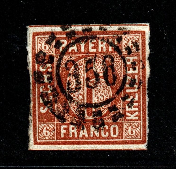 GERMANY BAVARIA SC# 6 NURNBURG CANCEL USED STAMP FREE SHIPPING IN USA