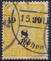 Stamp Germany Poland Revenue WWII Court Document Fee 1939 08 RFP Used
