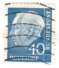 West Germany – 1954 – Professor Dr. Th. Heuss – 40Pfg – Used – #08