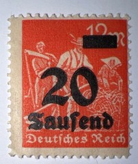 Travelstamps: 1923 Germany Stamps 20 Saufend on 12M, OP, MOGNH Never Hinged