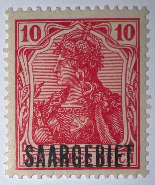 Travelstamps: Germany Saar Overprint Stamps – 10pf Mint MOGH Wmk