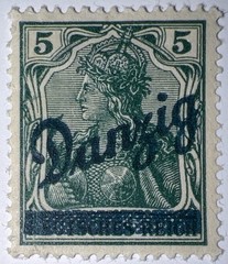 Travelstamps: Germany Danzig Overprint Stamp – 5pf Mi 21 – Mint Og Hinged Wmk
