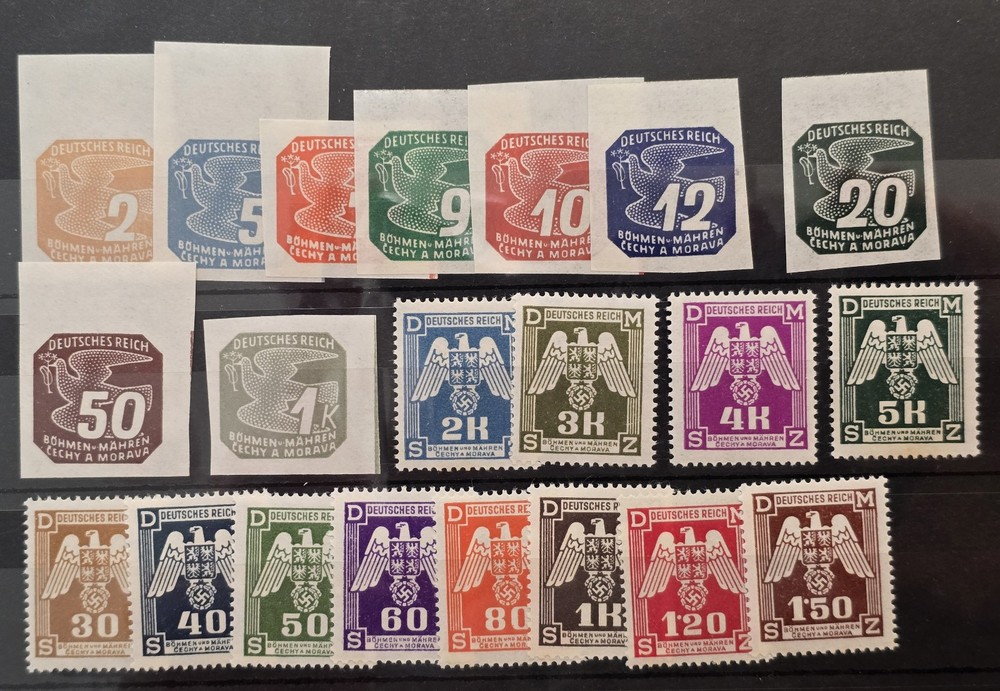 WWII Nazi German NSDAP Third Reich Swastika Eagle Czech occupied stamp set