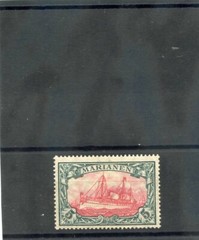 MARIANA IS Sc 31(MI 21B)*VF LH 1916 5MK DK CARMINE/SLATE, 25:17, WAR PTG, $80