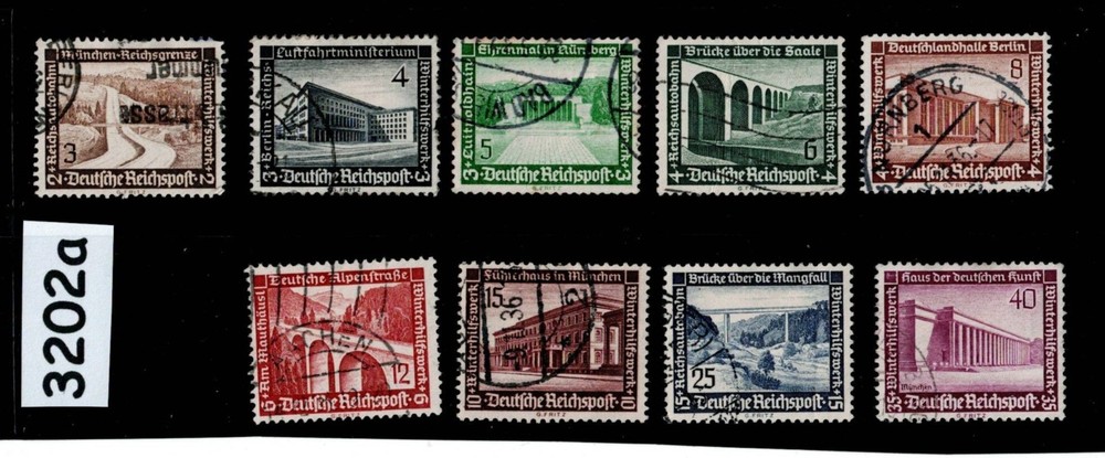 Used Stamp set B93-B101 1936 Germany Third Reich Winter relief fund #3202a