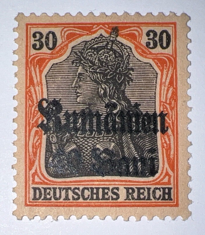 Travelstamps: 1918 Germany Stamps Romania 40 Bani on 30pf, Mint Original Gum H