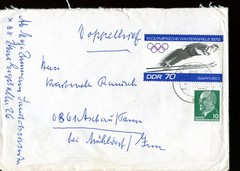 Germany – DDR 1972 Winter Olympics, Japan 70Pf Ski Jumping SG E1450 on cover