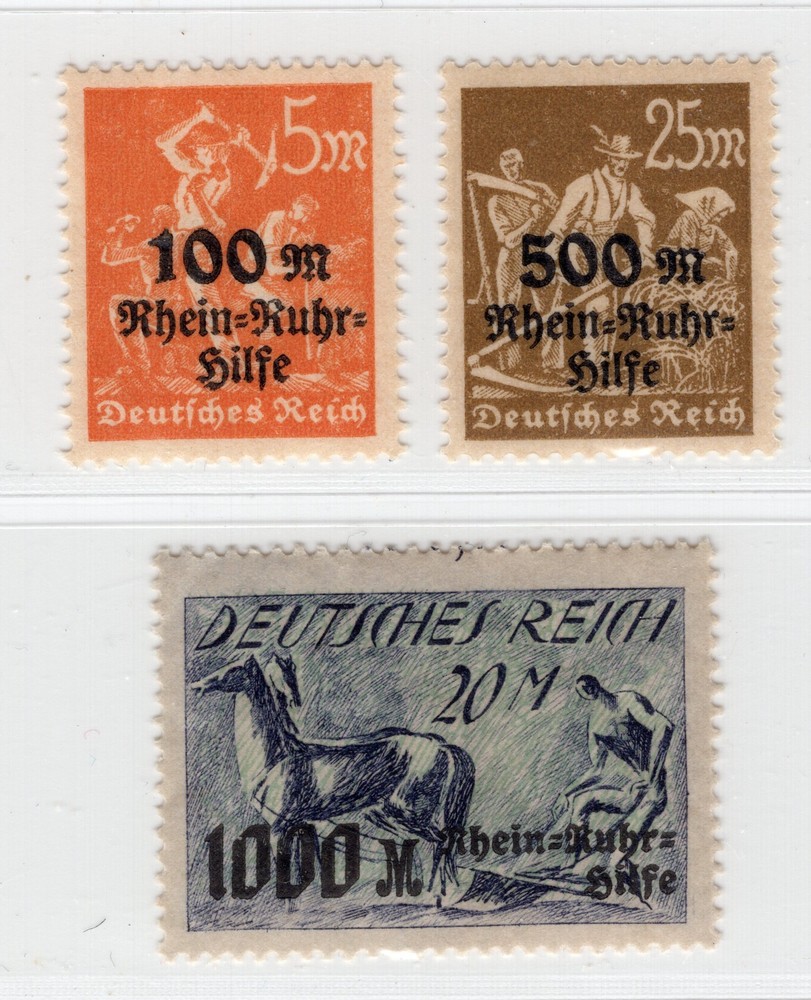 GERMANY 1923 INFLATION RHINE RUHR FLOODING HELP SCOTT B5-B7 PERFECT MNH