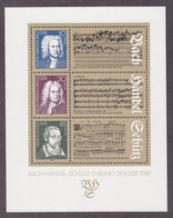 Germany DDR 2463 MNH 1985 Bach Handel Heinrich Schutz Tribute Mini Sheet of 3