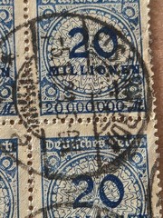 Germany 12 Stamp block. Deutsches Reich 20 Million hyperinflation Mi# 319 SG#334
