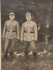 Original WWII German Soldiers Comrades Wehrmacht Army Military Photo Postcard