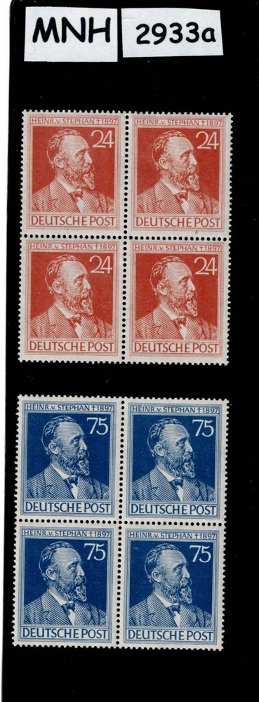 MNH Stamp block set 1947 Germany Sc 578-579 Heinrich von Stephan #2933a