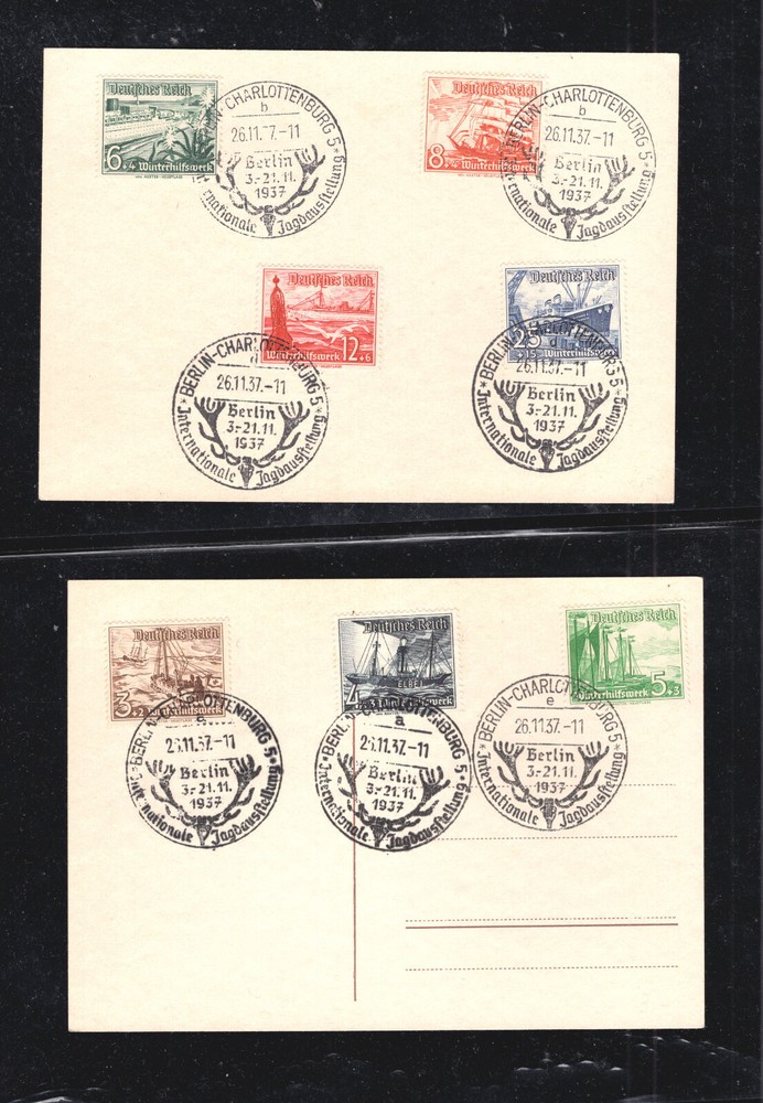 Germany 2 postal covers B107-115 stamps 1937