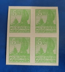 Germany Stamps Allied Occupation 4x 5 Pfennig 1946 Block SBZ Mi. Nr. 32 (19775)