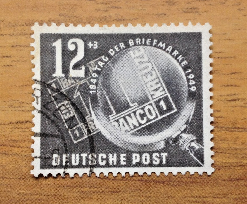 Germany 1949 Tag der Briefmarke 12+3pf Used Stamp – 100 Years Postage Stamp