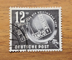 Germany 1949 Tag der Briefmarke 12+3pf Used Stamp – 100 Years Postage Stamp