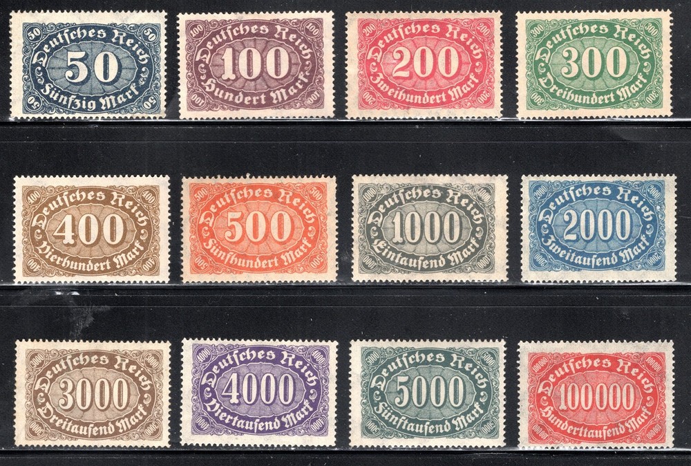Germany Stamp Scott #198-209, Numeral of Value, Set of 12, MLH, SCV$3.10