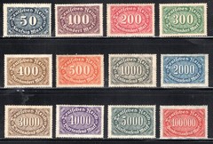 Germany Stamp Scott #198-209, Numeral of Value, Set of 12, MLH, SCV$3.10
