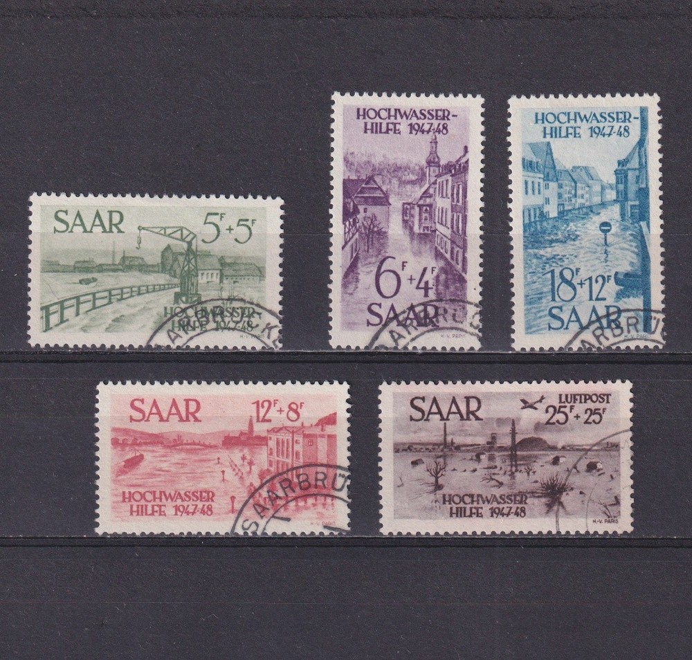 SAAR 1948, Mi# 255-259, CV €500, For ﬂood relief, Used
