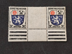 Post WW2 German French Zone Germany 24 Pf Pair w Tabs Occupation Series