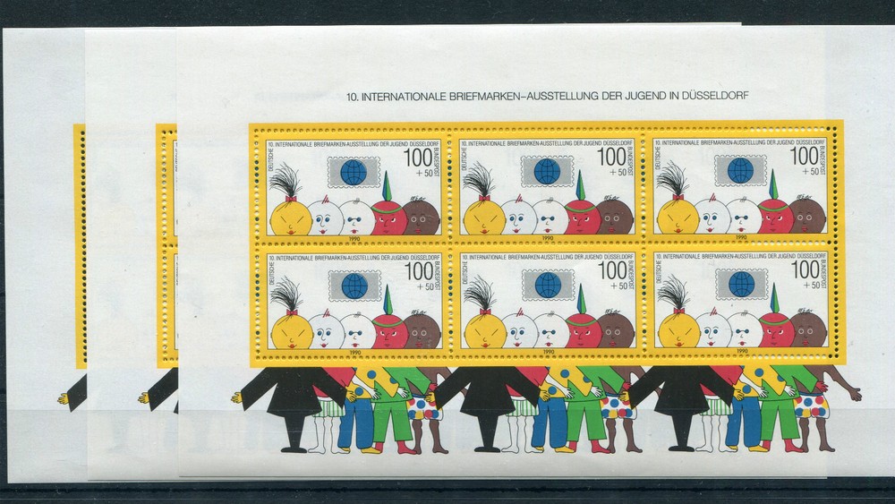 3 x Mint NH Block Nr. 21 BRD 1472 Briefmarken Ausst. 1990 Michel 66,00 €