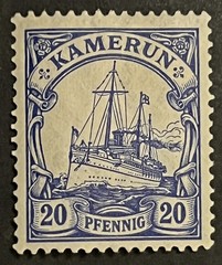 Travelstamps: Germany German Kamerun Stamps Kaiser’s Yacht 20pf mint OG LH WMK