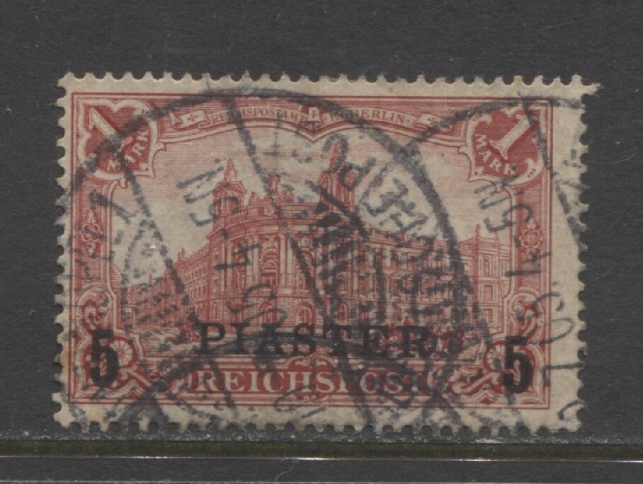 Germany 1903 offices Turkey 5 Piaster issue used, CONSTANTINOPEL, $ 153.00