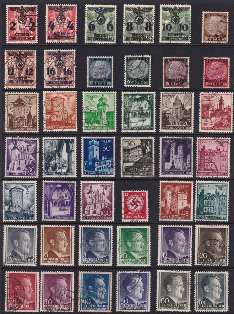 Lot-R Stamp Germany Poland WWII 3rd Reich GG Hitler Architecture Used