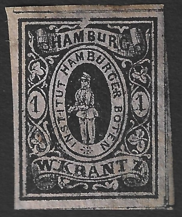 Germany HAMBURG Boten W. Krantz 1863 1pf local post stamp imperf #7