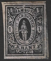 Germany HAMBURG Boten W. Krantz 1863 1pf local post stamp imperf #7