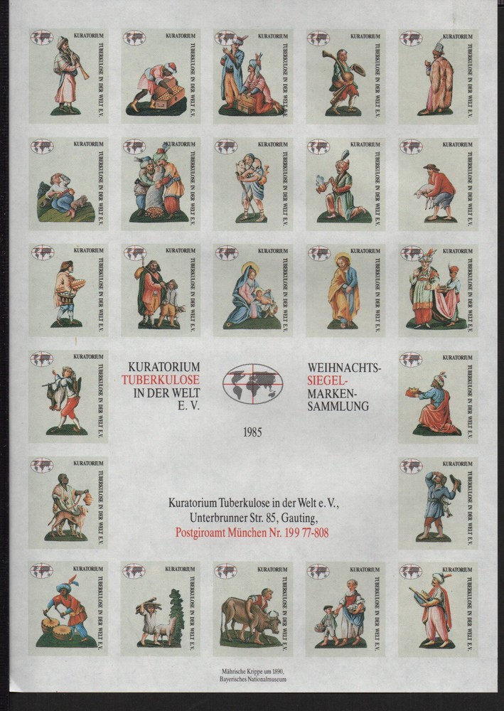 ✔️ GERMANY Tuberculosis stamps 1985. complete sheet IMPERFORATE
