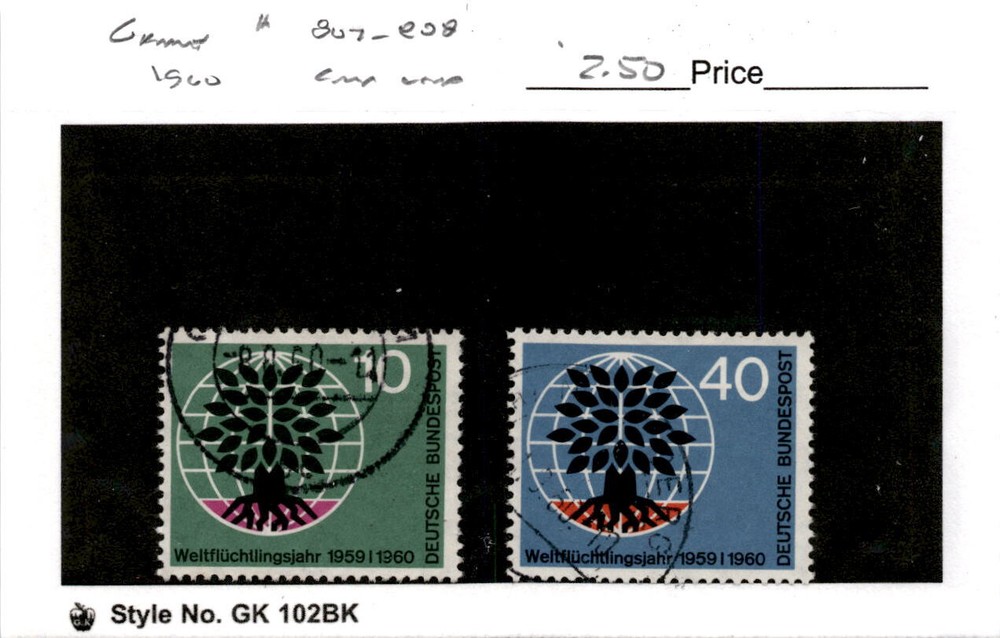 Germany, Postage Stamp, #807-808 Used, 1959 World Refuge (AI)