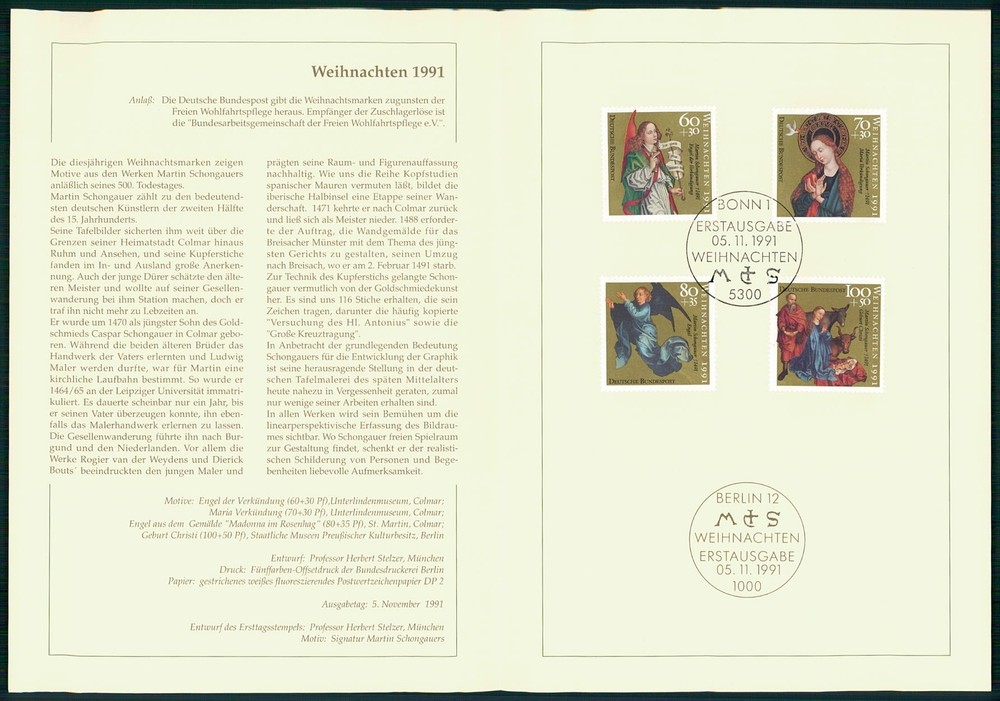 GERMANY FOLDER 1991/48 WEIHNACHTEN CHRISTMAS NOEL NAVIDAD