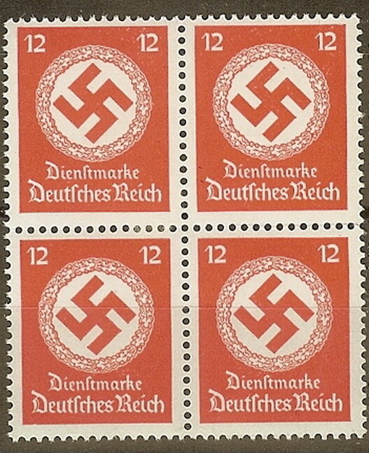 Stamp Germany Official Mi D138a Sc O98 Block 1934 WWII 3rd Reich Dienst MNH