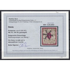 Danzig 1922 Mi.Nr. 100 X b stamped checked finding