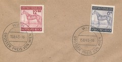 Cover Germany Mi 857-8 Sc B244-5 WWWII 3rd Reich Vienna Horse Race Used FDC