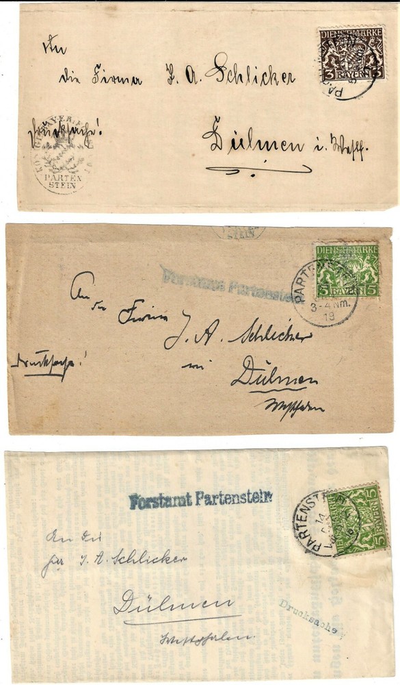 Germany. Lot of three postal items. Rare. GE7. (BDR/ENV)