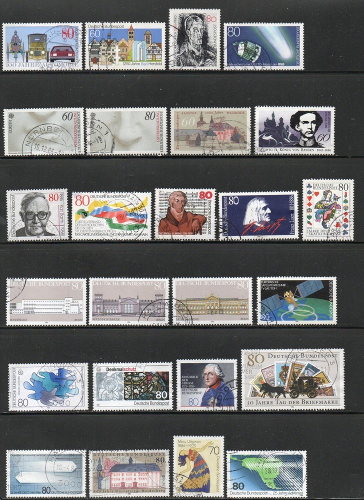 GERMANY – 1986– COMMEMORATIVE ISSUES – 25 DIFFERENT STAMPS – USED