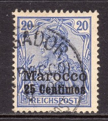 German Offices in Morocco Scott #10 VF Used 1900 Germania 25 C on 20 Pfg
