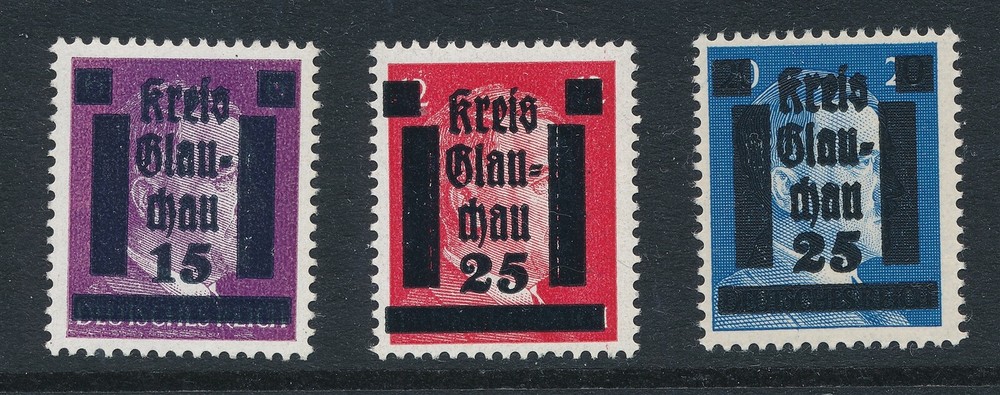 Stamp Germany 1945 WW2 3rd Reich Hitler Kreis Local OP Glauchau Selection MNH