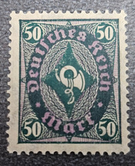 Stamp Germany Deutsches Reich Post Horn 50 Mark 1922 Mi. Nr. 209 [🇩🇪39118-18]